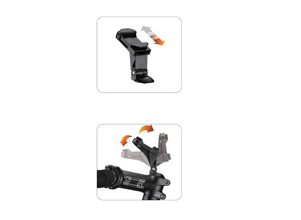 Spring-loaded StemClamp Q5 with pivoting arm for camera